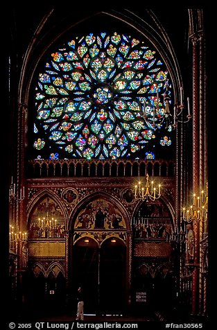 Rosette in the upper Holy Chapel. Paris, France (color)