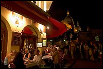 Outdoor restaurant at night on the Place du Tertre, Montmartre. Paris, France (color)