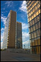 Two corner buildings of the Bibliotheque Francois Mitterand. Paris, France ( color)