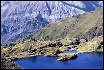 Lake and mountain hut, Mercantour National Park. Maritime Alps, France