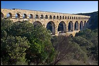Pont du Gard spanning Gardon river valley. France (color)