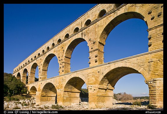 Ancient Roman Aqueduct, Gard River. France (color)