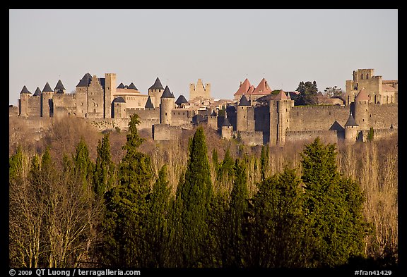 Distant view of fortified town. Carcassonne, France