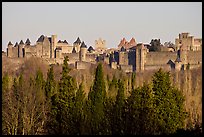 Distant view of fortified town. Carcassonne, France (color)