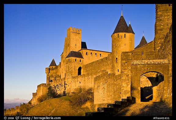 Fortress and gate, late afternoon. Carcassonne, France