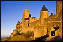 Fortress and gate, late afternoon. Carcassonne, France (color)