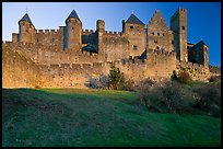 Fortified walls of the City. Carcassonne, France (color)