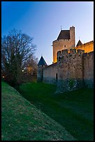 Fortifications at dusk. Carcassonne, France (color)