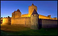 Rampart walls and stone towers. Carcassonne, France (color)