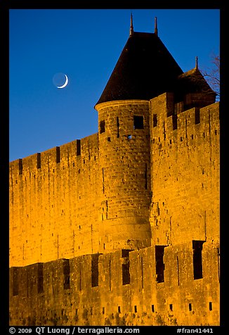 Ramparts and crescent moon. Carcassonne, France