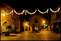 Place a Pierre Pont with Christmas decorations at night. Carcassonne, France