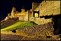 Fortress by night. Carcassonne, France (color)