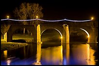 Pont Vieux illuminated by night with Christmas lights. Carcassonne, France (color)