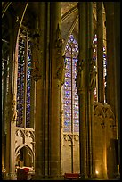 Columns, statues, and stained glass, basilique St-Nazaire. Carcassonne, France ( color)