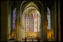 Interior and stained glass windows, basilique Saint-Nazaire. Carcassonne, France (color)