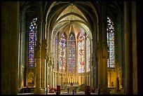 Interior and stained glass windows, basilique Saint-Nazaire. Carcassonne, France ( color)