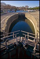 Lock and basin, Canal du Midi. Carcassonne, France