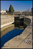 Lock and brige, Canal du Midi. Carcassonne, France ( color)