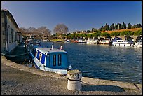 Basin with riverboats anchored, Canal du Midi. Carcassonne, France ( color)