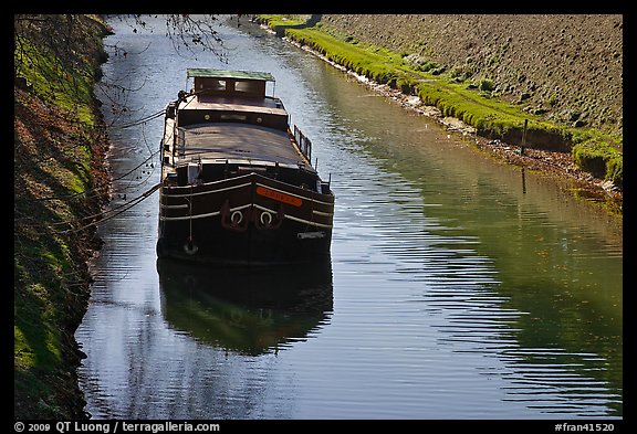 Barge, Canal du Midi. Carcassonne, France (color)