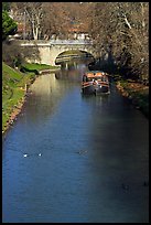 Ducks, barge and bridge, Canal du Midi. Carcassonne, France ( color)