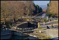 River navigation lock system, Canal du Midi. Carcassonne, France
