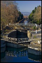 Lock chamber and gate, Canal du Midi. Carcassonne, France (color)