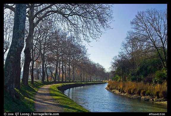 Rural section of Canal du Midi. Carcassonne, France