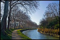Rural section of Canal du Midi. Carcassonne, France