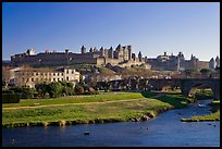 Aude River, Pont Vieux and medieval city. Carcassonne, France