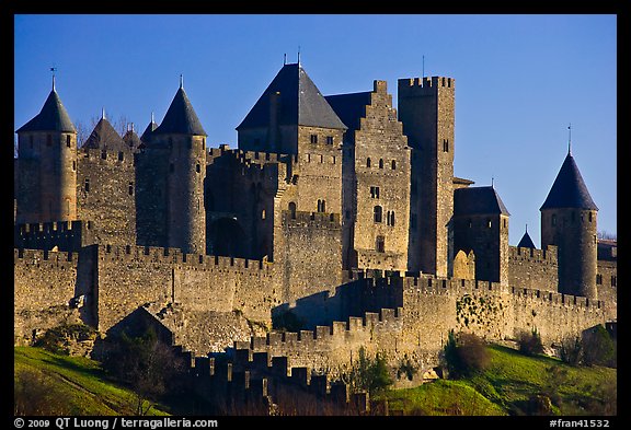 Castle and ramparts, medieval city. Carcassonne, France