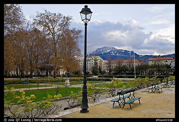 Public garden in winter. Grenoble, France