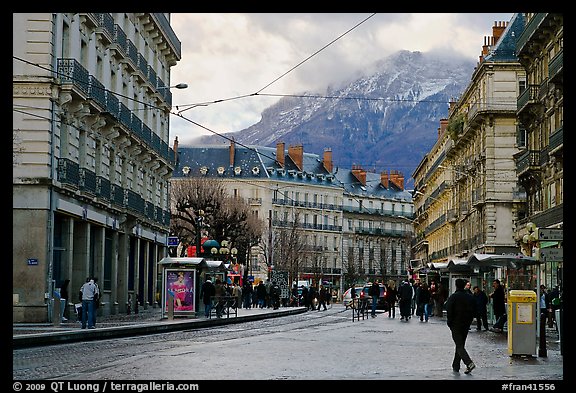 Picture/Photo: Downtown street on wintry day. Grenoble, France