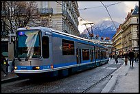 Electric Tramway on downtown street. Grenoble, France (color)