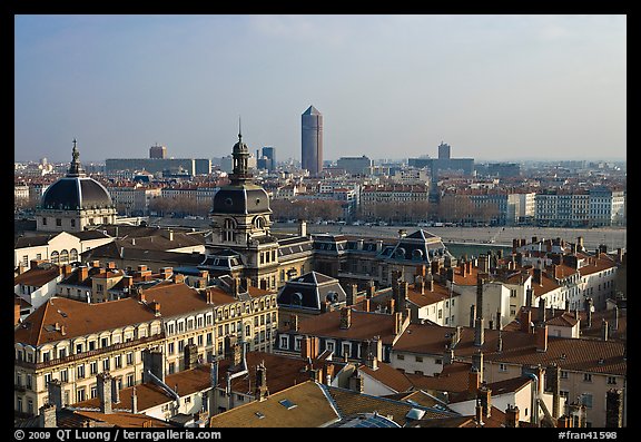 Cityscape with Hotel Dieu. Lyon, France