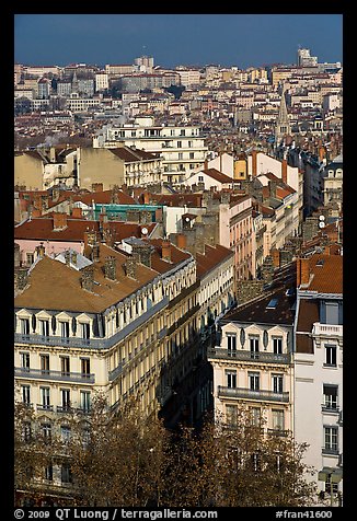 Aerial view of city heart. Lyon, France