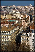 Aerial view of city heart. Lyon, France (color)