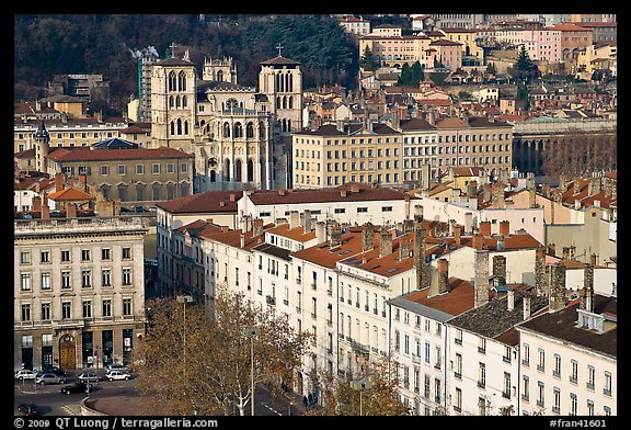 View of city and Saint Jean Cathedral. Lyon, France (color)