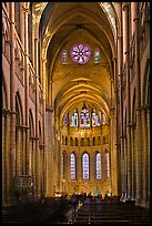 Gothic interior of Saint Jean Cathedral. Lyon, France (color)