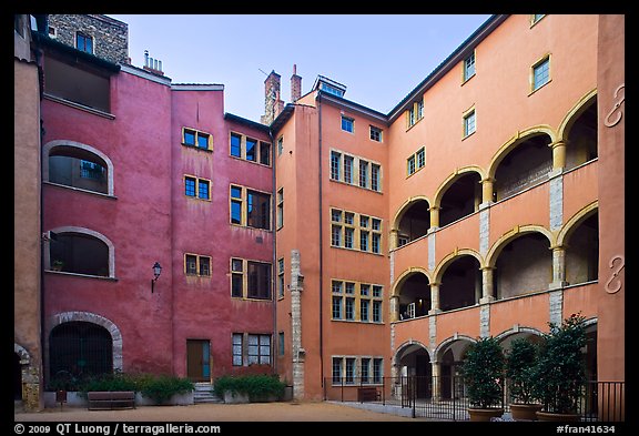 Historic house of Avocats, old district. Lyon, France (color)