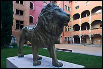 Lion sculpture, Maison des Avocats, historic district. Lyon, France (color)