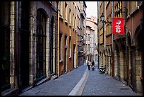 Rue du Boeuf, narrow historic street. Lyon, France (color)