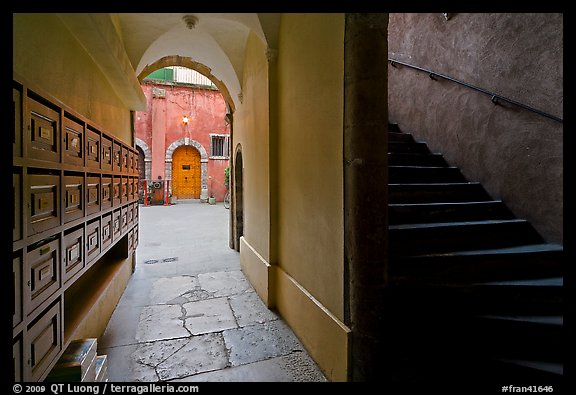 Traboule and staircase. Lyon, France