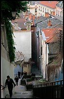 People climbing stairs to Fourviere Hill. Lyon, France