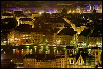 Presqu'ile by night, as seen from Fourviere Hill. Lyon, France ( color)