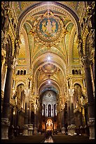 Heavily decorated dome of  Notre Dame of Fourviere basilic. Lyon, France (color)