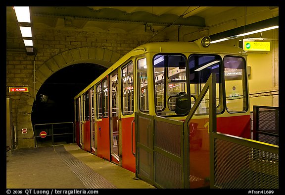 Funiculaire of  Notre-Dame of Fourviere hill, upper station. Lyon, France