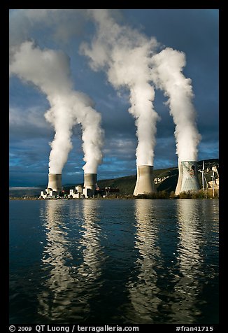 Smoke Emitting From Cooling Towers, Cruas Nuclear Power Station. Provence, France (color)