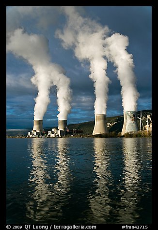 Smoke Emitting From Cooling Towers, Cruas Nuclear Power Station. Provence, France