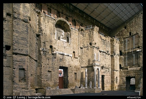 Stage wall of Roman Theatre, Orange. Provence, France